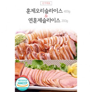 [국가대표]엑스트라 올리브오일 훈제오리 슬라이스400g, 연훈제슬라이스200g